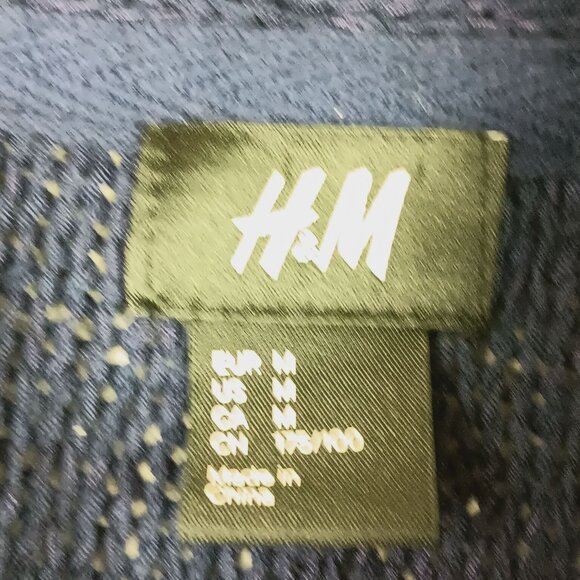 H&M Womens Navy Blue Ribbed Knitted Sweater Medium Twist Front Oversized Sleeves - Picture 2 of 9